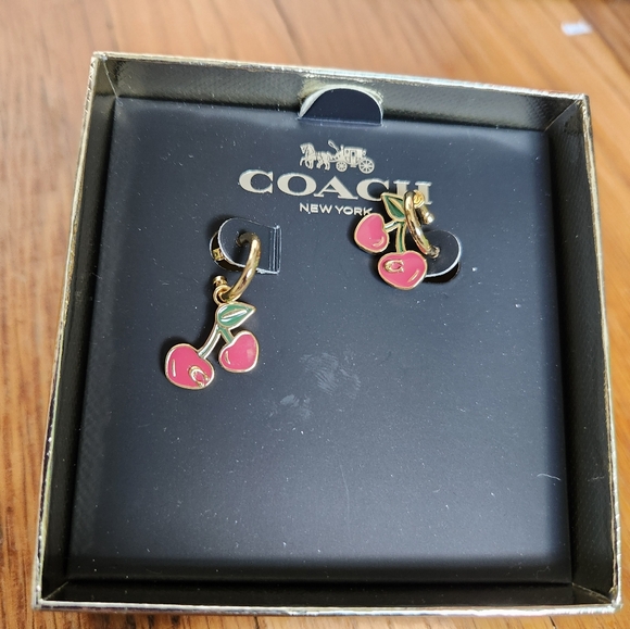 Coach Red and Gold Cherry Earrings - Picture 1 of 9